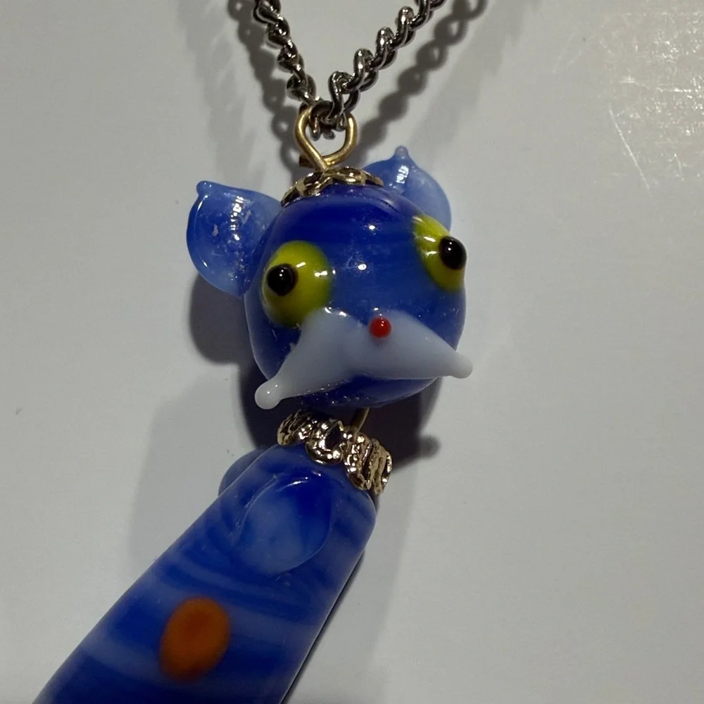 Necklace with Blue Cat Pendant